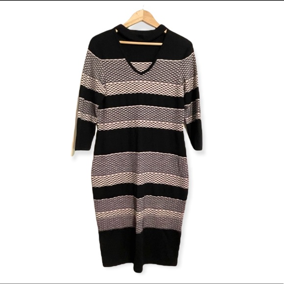 Danny Nicole Tan Black Body Con Long Sleeve XL